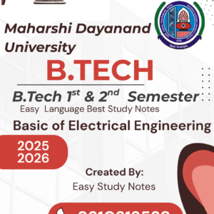 MDU B.Tech 1st & 2nd Semester Basic of Electrical Engineering Notes pdf