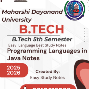 B.Tech 5th Semester Programming Language in Java Notes PDF