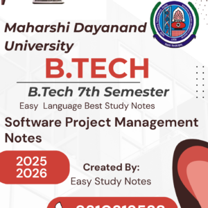 MDU B.Tech 7th Semester Software Project Management Notes PDF