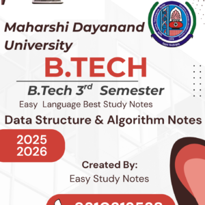 MDU B.Tech 3rd Semester Data Structure and Algorithms Notes pdf