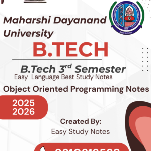 MDU B.Tech 3rd Semester Object Oriented Programming Notes pdf