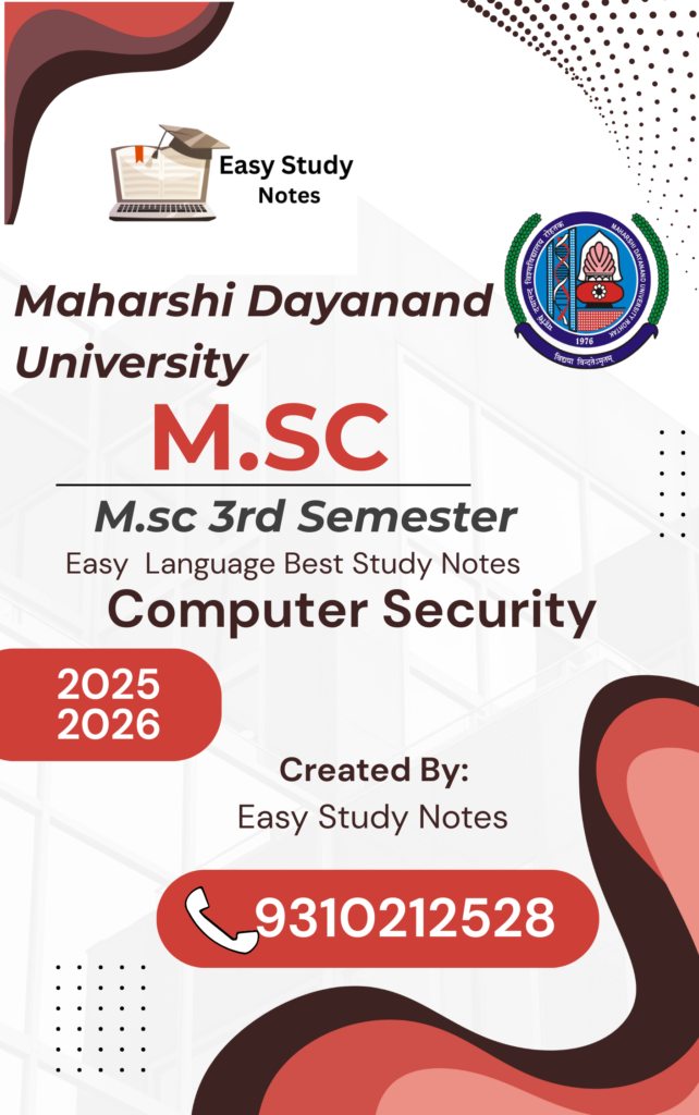 MDU | Msc 3rd Semester Computer Security Notes PDF
