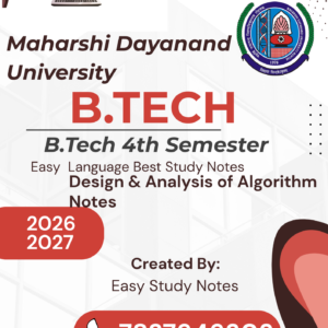 B.Tech 4th Semester Design and Analysis of Algorithm Notes