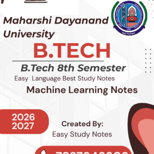 B.Tech 8th Semester Machine Learning Notes