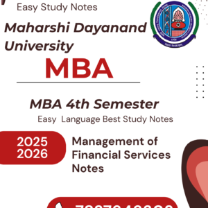 MBA 4th Semester Management of Financial Services Notes
